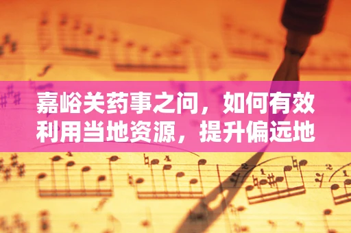 嘉峪关药事之问，如何有效利用当地资源，提升偏远地区药品可及性？