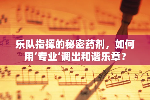 乐队指挥的秘密药剂，如何用‘专业’调出和谐乐章？
