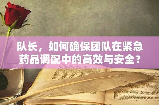 队长，如何确保团队在紧急药品调配中的高效与安全？