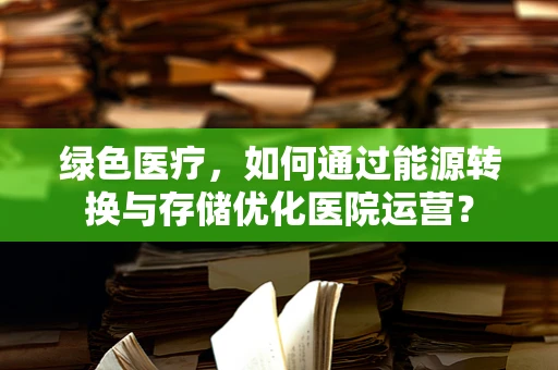 绿色医疗，如何通过能源转换与存储优化医院运营？