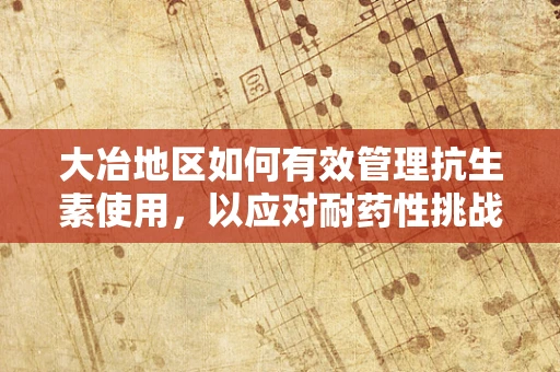 大冶地区如何有效管理抗生素使用，以应对耐药性挑战？