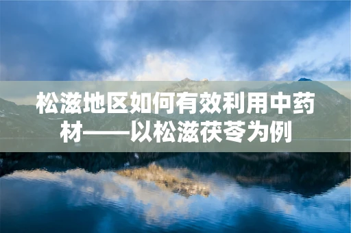 松滋地区如何有效利用中药材——以松滋茯苓为例